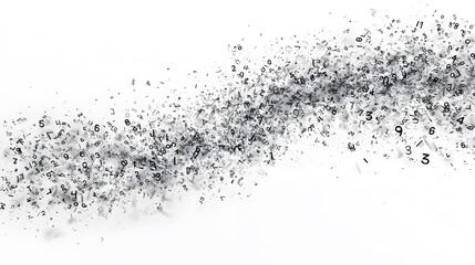 Poster - An abstract collection of scattered numbers arranged in an organic, flowing composition. White background. No shadow