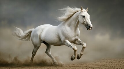 Naklejka na meble Majestic White Horse Galloping Across the Field