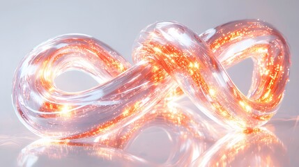 Fototapete - A conceptual display of glowing numeric symbols, with soft reflections and overlapping layers creating an ethereal visual effect. White background. No shadow