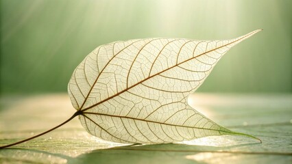 Poster - a delicate leaf veins illuminated by soft sunlight, revealing nature's intricate design