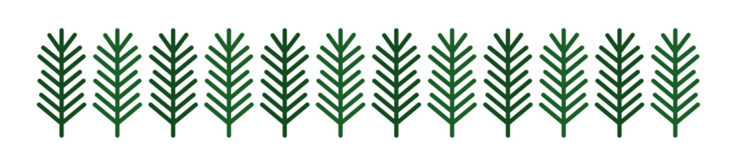 Wall Mural - christmas tree fir branches pattern border divider. vector illustration. holiday design element.