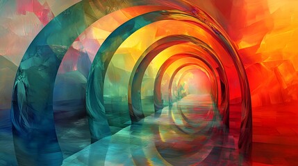 Poster - A futuristic composition of translucent arcs forming a continuous seamless pathway.