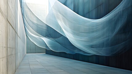 Poster - A minimalist gradient-filled design of translucent geometric layers arranged seamlessly.