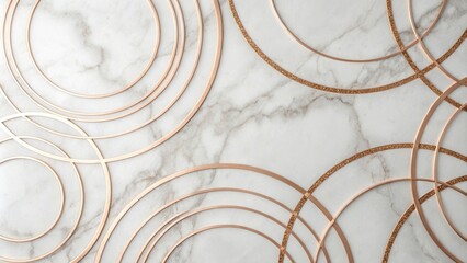 Poster - Intersecting Circular Frames on a Marble Background with Glittering Accents