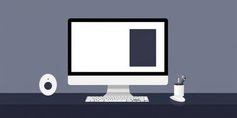 Wall Mural - High-quality vector mockup of a desktop computer with a blank screen for showcasing website designs or presentations, mockup, presentation