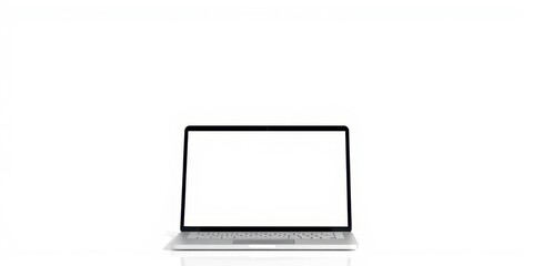 Wall Mural - Laptop computer with blank white screen isolated on white background, minimalistic, portable, generic