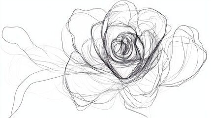 Wall Mural - vector line drawing of a rose in continuous black stroke, symbolizing timeless elegance on a white c