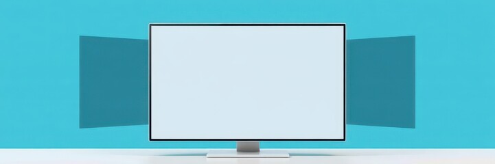 Wall Mural - Modern flat design mockup template for a video multimedia player on a web interface, technology, interface, screen