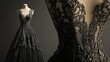 © Elbowpain - Black Lace and Beaded Ball Gown on a Mannequin