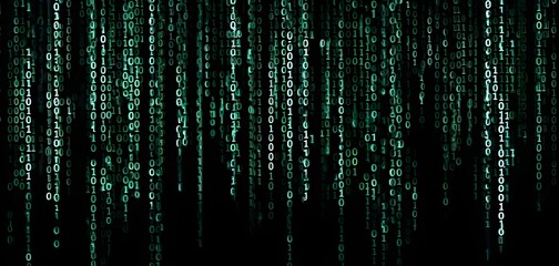  - abstract animation of binary code cascading down like digital rain, representing data insights in monochromatic hues