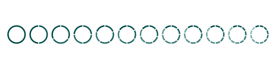Fototapete - Circles divided diagram 3, 10, 7, graph icon pie shape section chart. Segment circle round vector 6, 9 devide infographic.	