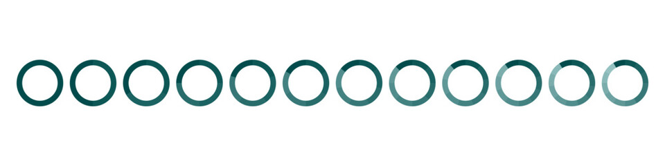 Fototapete - Circles divided diagram 3, 10, 7, graph icon pie shape section chart. Segment circle round vector 6, 9 devide infographic.	