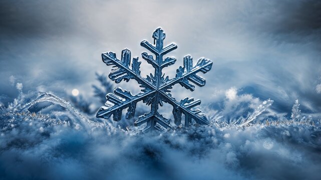Blurred Snowflake Patterns with Blue and Silver Frosty Holiday Charm