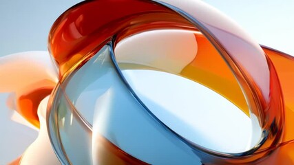 Aufkleber - Abstract intertwined glass-like shapes in red, orange, and blue hues. Sleek and modern 3D design symbolizing fluidity, elegance, and innovation.