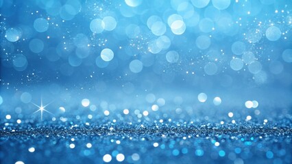 Poster - Sparkling Blue Glitter Background with Bokeh Lights and Soft Focus