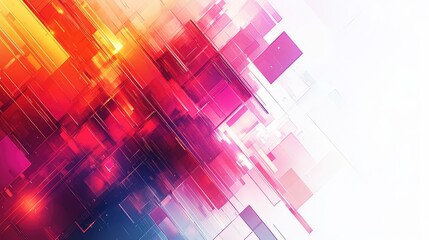 Poster - Abstract Geometric Background with Vibrant Gradient Colors and Dynamic Rectangular Shapes