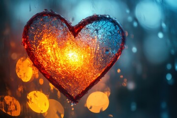 Poster - Abstract glowing heart bokeh for creative branding projects, featuring colorful and dreamy patterns.