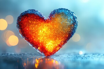 Poster - Abstract glowing heart bokeh with artistic patterns and smooth light transitions, ideal for branding.