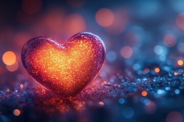 Poster - Abstract glowing heart bokeh with artistic patterns and smooth light transitions, ideal for branding.