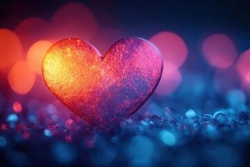 Poster - Artistic heart bokeh featuring soft focus and vibrant colors, perfect for creative visual storytelling.