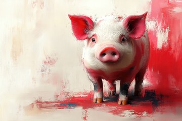 Aufkleber - Artistic pig composition blending minimalist and modern aesthetics, isolated for innovative branding.