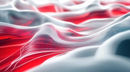 Aufkleber - abstract white and red flowing lines background with technological feel