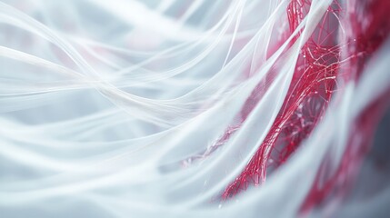 Aufkleber - abstract white and red flowing lines background with technological feel