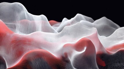 Aufkleber - abstract white and red flowing lines background with technological feel