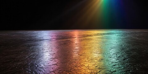 Aufkleber - A close-up shot of a textured surface illuminated by a rainbow light source, showcasing a blend of vibrant colors and subtle details.