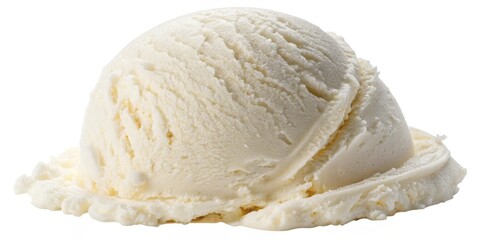 Poster - A single scoop of vanilla ice cream, creamy and smooth, isolated on a white background.