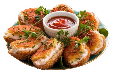 Wall Mural - A golden-brown, crispy creamy crab croquette on a plate