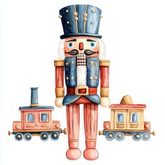 Wall Mural - Whimsical Nutcracker with Toy Train Elements