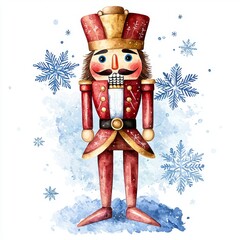 Wall Mural - Nutcracker with Snowflakes in Winter Scene