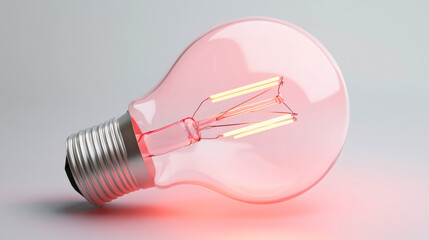Aufkleber - Pink light bulb casting a warm glow on a white surface, symbolizing ideas, innovation, and creativity