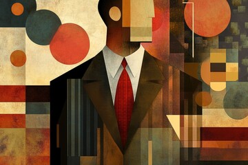 Wall Mural - Abstract Geometric Portrait of a Man in a Suit