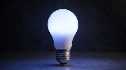 Aufkleber - Luminous led light bulb brightens a shadowy room, casting a gentle radiance on the floor, setting a striking and moody ambiance