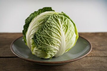 Wall Mural - A photo of fresh cabbage on a plate