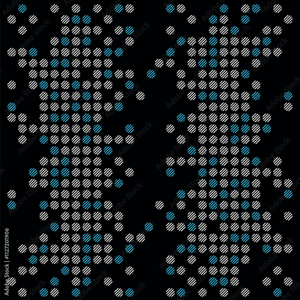 Abstract designs with geometric shapes in patterns, dots, lines ...
