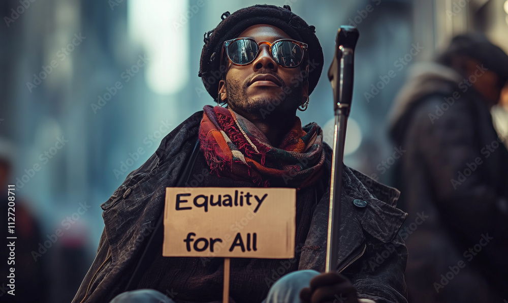 black-disabled-person-with-a-cane-participating-in-a-peaceful-protest