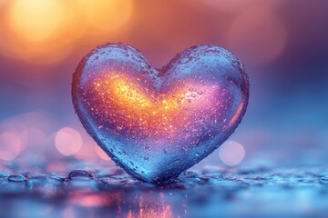 Fototapete - Elegant heart bokeh with colorful gradients and light reflections, perfect for Valentine Day cards.