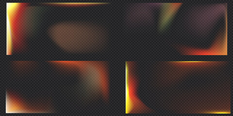 Vector set of semi-transparent backgrounds with colored light effects with green and yellow colours