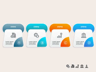 Wall Mural - infographics timeline business workflow report background with business icon 4 steps for presentatio