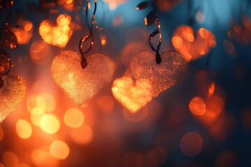 Poster - Light hearts in a bokeh effect with soft focus, blending artistic patterns and subtle highlights.