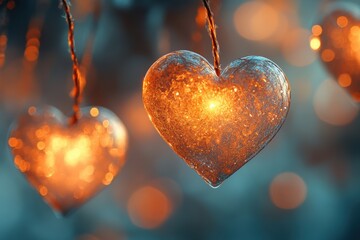 Poster - Light hearts in a bokeh effect with soft focus, blending artistic patterns and subtle highlights.