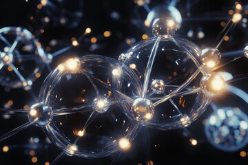 Poster - Stunning visualization of molecular structures glowing against a dark background