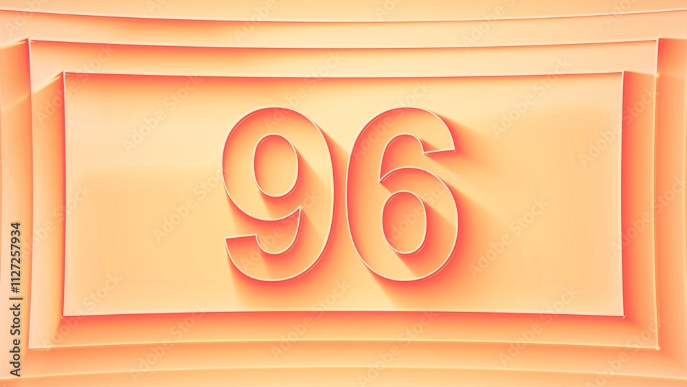 Number 96. Minimalistic embossed number with glittering lights and ...