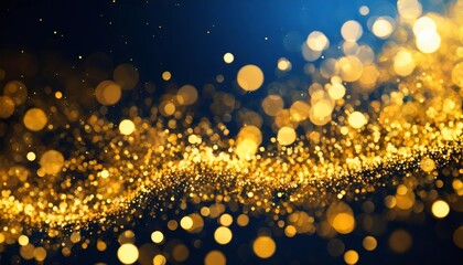 Poster - Enchanting Gold Sparkle Particles Abstract Background A Festive Christmas Scene with Golden Light Shining Bokeh Effects for Holiday Celebrations and Joyous Moments