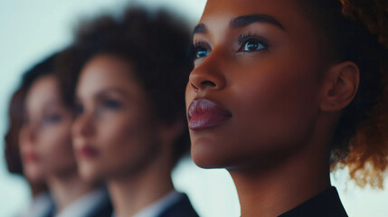 Canvas Print - Portrait of confident businesswomen displaying hope and optimism for the future of their company