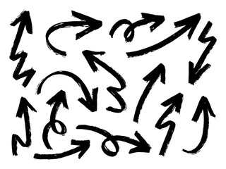 Fototapete - Hand drawn arrows collection Set simple flat arrows isolated on white background. Arrow mark icons and arrow paint. Stock vector. EPS10.