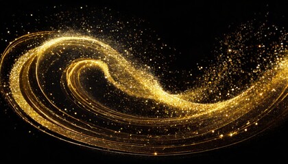 Poster - golden sparkle trail dust in swirl wave style a captivating visual experience of radiant glimmering 